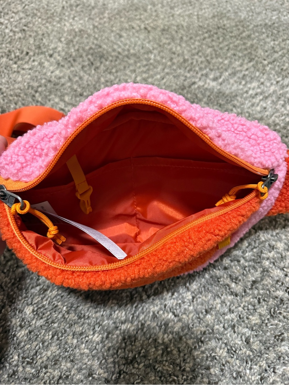 cotopaxi Pink and Orange Sherpa Fleece Waist Pack - Picture 4 of 5